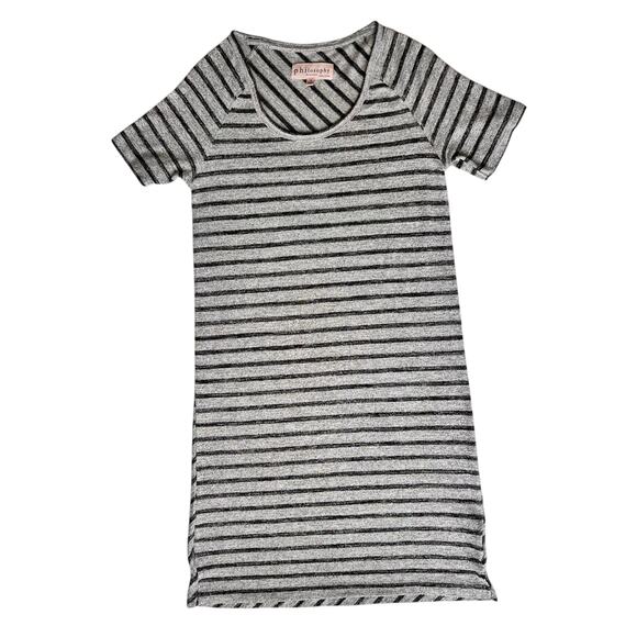 Philosophy Sweater Dress Women Small Relaxed Fit Stretchy Black Gray Stripe Cozy - Picture 10 of 10